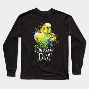 Color Splatter Budgie Parrot Dad Black Long Sleeve T-Shirt